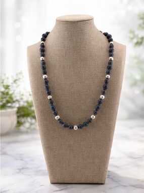 Blue Sponge Coral & Freshwater Pearl| Coastal Elegance